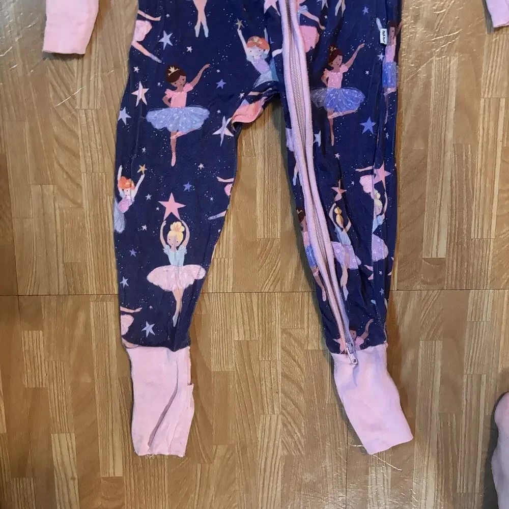 Little Sleepies Ballet Dancers Stars Bamboo Zippy Pajamas 18-24 Months Pink Blue